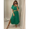 Šaty letní s páskem krátký rukáv dámské (S/M/L ONE SIZE) ITALSKÁ MÓDA IMWA222563/DR