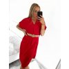 Šaty letní s páskem krátký rukáv dámské (S/M/L ONE SIZE) ITALSKÁ MÓDA IMWA222563/DR