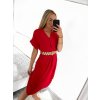 Šaty letní s páskem krátký rukáv dámské (S/M/L ONE SIZE) ITALSKÁ MÓDA IMWA222563/DR