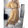 Šaty letní s páskem krátký rukáv dámské (S/M/L ONE SIZE) ITALSKÁ MÓDA IMWA222563/DR