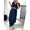 Šaty letní s páskem krátký rukáv dámské (S/M/L ONE SIZE) ITALSKÁ MÓDA IMWA222563/DR