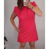 Šaty elegantní krátký rukávek letní dámské (36-38-40-42-44) Polská MÓDA PMLK21LEILA-ROSE/DR (Velikost 36, Barva růžová)