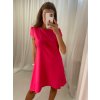 Šaty elegantní krátký rukávek letní dámské (36-38-40-42-44) Polská MÓDA PMLK21LEILA-ROSE/DR (Velikost 36, Barva růžová)