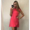 Šaty elegantní krátký rukávek letní dámské (36-38-40-42-44) Polská MÓDA PMLK21LEILA-ROSE/DR (Velikost 36, Barva růžová)