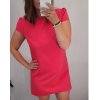 Šaty elegantní krátký rukávek letní dámské (36-38-40-42-44) Polská MÓDA PMLK21LEILA-ROSE/DR (Velikost 36, Barva růžová)
