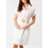 Šaty letní krajkové košilové krátký rukáv dámské (S/M ONE SIZE) ITALSKÁ MÓDA IMM22SY12166/DR (Velikost S/M/L, Barva bílá)
