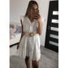 Šaty letní krajkové košilové krátký rukáv dámské (S/M ONE SIZE) ITALSKÁ MÓDA IMM22SY12166/DR (Velikost S/M/L, Barva bílá)