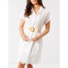 Šaty letní krajkové košilové krátký rukáv dámské (S/M ONE SIZE) ITALSKÁ MÓDA IMM22SY12166/DR (Velikost S/M/L, Barva bílá)