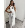 Šaty dlouhé elegantní společenské bez rukávu dámské (L/XL ONE SIZE) ITALSKÁ MÓDA IMM22FS52701/DR (Velikost L/XL, Barva bílá)