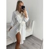 Šaty košilové dlouhý rukáv dámské (M/L/XL ONE SIZE) ITALSKÁ MÓDA IMWB22217/DR (Velikost S/M/L, Barva bílá)