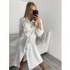Šaty košilové dlouhý rukáv dámské (M/L/XL ONE SIZE) ITALSKÁ MÓDA IMWB22217/DR (Velikost S/M/L, Barva bílá)
