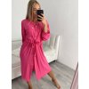 Šaty košilové dlouhý rukáv dámské (M/L/XL ONE SIZE) ITALSKÁ MÓDA IMWB22217/DR (Velikost S/M/L, Barva bílá)