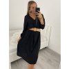 Šaty s páskem dlouhý rukáv dámské (L/XL/2XLONE SIZE) ITALSKÁ MÓDA IMPSH226060/DR (Velikost XL/2XL, Barva Černá)