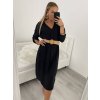 Šaty s páskem dlouhý rukáv dámské (L/XL/2XLONE SIZE) ITALSKÁ MÓDA IMPSH226060/DR (Velikost XL/2XL, Barva Černá)