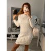 Šaty pletené dlouhý rukáv dámské (S/M ONE SIZE) ITALSKÁ MÓDA IMWB22233/DR (Velikost S/M/L, Barva béžová)