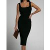 Šaty dlouhé řádkované na ramínka dámské (S/M/L ONE SIZE) ITALSKÁ MÓDA IMWG221734/DR (Velikost S/M/L, Barva zelená khaki)