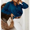 Košile oversize saténová  dlouhý rukáv dámská (S/M/L/XL ONE SIZE) ITALSKÁ MODA IMD22794/DR (Velikost S/M/L, Barva bílá)