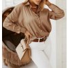 Košile oversize saténová  dlouhý rukáv dámská (S/M/L/XL ONE SIZE) ITALSKÁ MODA IMD22794/DR (Velikost S/M/L, Barva bílá)