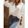 Košile oversize saténová  dlouhý rukáv dámská (S/M/L/XL ONE SIZE) ITALSKÁ MODA IMD22794/DR (Velikost S/M/L, Barva bílá)