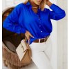 Košile oversize saténová  dlouhý rukáv dámská (S/M/L/XL ONE SIZE) ITALSKÁ MODA IMD22794/DR (Velikost S/M/L, Barva bílá)