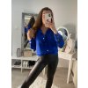 Košile oversize saténová  dlouhý rukáv dámská (S/M/L/XL ONE SIZE) ITALSKÁ MODA IMD22794/DR (Velikost S/M/L, Barva bílá)