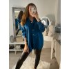 Košile oversize saténová  dlouhý rukáv dámská (S/M/L/XL ONE SIZE) ITALSKÁ MODA IMD22794/DR (Velikost S/M/L, Barva bílá)