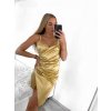 Šaty elegantní společenské krátké saténové na ramínka dámské Francesca (XS/S/M ONE SIZE) ITALSKá MÓDA IM322305/DR (Velikost S/M/L, Barva Černá)