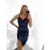 Šaty elegantní společenské krátké saténové na ramínka dámské Francesca (XS/S/M ONE SIZE) ITALSKá MÓDA IM322305/DR (Velikost S/M/L, Barva Černá)