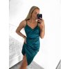 Šaty elegantní společenské krátké saténové na ramínka dámské Francesca (XS/S/M ONE SIZE) ITALSKá MÓDA IM322305/DR (Velikost S/M/L, Barva Černá)