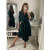 Šaty košilové saténové  dlouhý rukáv dámské (S/M ONE SIZE) ITALSKá MóDA IM322329/DR (Velikost S/M/L, Barva Černá)