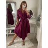 Šaty košilové saténové  dlouhý rukáv dámské (S/M ONE SIZE) ITALSKá MóDA IM322329/DR (Velikost S/M/L, Barva Černá)