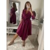Šaty košilové saténové  dlouhý rukáv dámské (S/M ONE SIZE) ITALSKá MóDA IM322329/DR (Velikost S/M/L, Barva Černá)