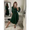 Šaty košilové saténové  dlouhý rukáv dámské (S/M ONE SIZE) ITALSKá MóDA IM322329/DR (Velikost S/M/L, Barva Černá)