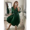 Šaty košilové saténové  dlouhý rukáv dámské (S/M ONE SIZE) ITALSKá MóDA IM322329/DR (Velikost S/M/L, Barva Černá)
