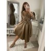 Šaty košilové saténové  dlouhý rukáv dámské (S/M ONE SIZE) ITALSKá MóDA IM322329/DR (Velikost S/M/L, Barva Černá)