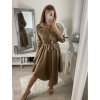 Šaty košilové saténové  dlouhý rukáv dámské (S/M ONE SIZE) ITALSKá MóDA IM322329/DR (Velikost S/M/L, Barva Černá)