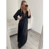Šaty dlouhé elegantní společenské dlouhý rukáv dámské (S/M ONE SIZE) ITALSKÁ MÓDA IMPSH2255183/DR (Velikost S/M/L, Barva Černá)