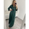 Šaty dlouhé elegantní společenské dlouhý rukáv dámské (S/M ONE SIZE) ITALSKÁ MÓDA IMPSH2255183/DR (Velikost S/M/L, Barva Černá)