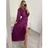 Šaty dlouhé elegantní společenské dlouhý rukáv dámské (S/M ONE SIZE) ITALSKÁ MÓDA IMPSH2255183/DR (Velikost S/M/L, Barva Černá)