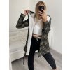 Cardigan s kapucňou dámsky maskáč  (M/L/XL) ITALSKÁ  MÓDA IM522MAKSA/DR (Velikost S/M/L, Barva maskáčová)