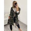 Cardigan s kapucňou dámsky maskáč  (M/L/XL) ITALSKÁ  MÓDA IM522MAKSA/DR (Velikost S/M/L, Barva maskáčová)