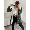 Cardigan s kapucňou dámsky maskáč  (M/L/XL) ITALSKÁ  MÓDA IM522MAKSA/DR (Velikost S/M/L, Barva maskáčová)