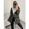 Cardigan s kapucňou dámsky maskáč  (L/XL/2XL) ITALSKÁ  MÓDA IM522MAKSABIG/DR (Velikost XL/2XL, Barva maskáčová)