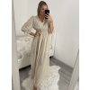 Šaty dlouhé šifonové dlouhý rukáv dámské (S/M ONE SIZE) ITALSKÁ MÓDA IMWGS223251/DR