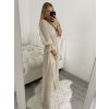 Šaty dlouhé šifonové dlouhý rukáv dámské (S/M ONE SIZE) ITALSKÁ MÓDA IMWGS223251/DR (Velikost S/M/L, Barva béžová)