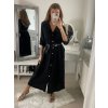 Šaty košilové s páskem dlouhý rukáv dámské (S/M ONE SIZE) ITALSKÁ MÓDA IMPBB22E9511/DUR (Velikost S/M/L, Barva Černá)