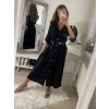 Šaty košilové s páskem dlouhý rukáv dámské (S/M ONE SIZE) ITALSKÁ MÓDA IMPBB22E9511/DUR (Velikost S/M/L, Barva Černá)