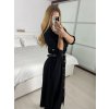 Šaty košilové s páskem dlouhý rukáv dámské (S/M ONE SIZE) ITALSKÁ MÓDA IMPBB22E9511/DUR (Velikost S/M/L, Barva Černá)
