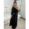 Šaty košilové s páskem dlouhý rukáv dámské (S/M ONE SIZE) ITALSKÁ MÓDA IMPBB22E9511/DUR (Velikost S/M/L, Barva Černá)
