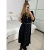 Šaty košilové s páskem dlouhý rukáv dámské (S/M ONE SIZE) ITALSKÁ MÓDA IMPBB22E9511/DUR (Velikost S/M/L, Barva Černá)